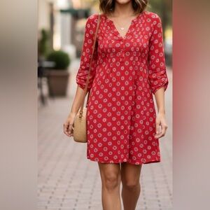 Old Navy Red Patterned Long Sleeve Dress